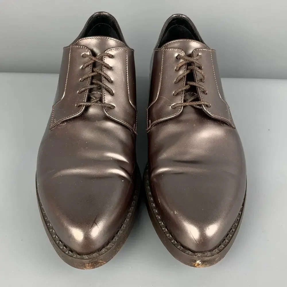JIMMY CHOO Size 10 Brown Metallic Leather Lace Up Shoes